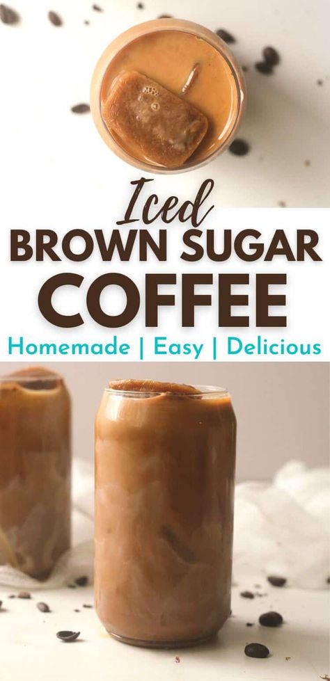 Learn how to make iced brown sugar coffee drinks at home with this super quick and easy iced coffee drinks recipe. With espresso and coffee ice cubes it is a strong and sweet brown sugar coffee recipe inspired by the Starbucks brown sugar espresso coffee | Iced coffee recipes Iced Coffee With Espresso Recipe, Espresso Ice Cubes, Coffee Recipes At Home Easy Videos, Coffee Ice Cubes Drinks, Iced Coffee Ice Cubes, Iced Coffee Cubes, Drinks With Coffee Ice Cubes, Easy At Home Espresso Drinks, Brownsugar Iced Coffee