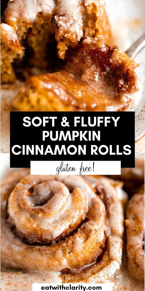 These gluten free pumpkin spice cinnamon rolls are easy to make, dairy free friendly, soft, fluffy and perfect for a gluten free fall dessert. Paleo Cinnamon Rolls Easy, Gluten Free Cinnamon Roll Cake, Gluten Free Pumpkin Cinnamon Rolls, Celiac Breakfast, Fall Desserts Gluten Free, Gluten Free Pumpkin Cake, Pumpkin Spice Cinnamon Rolls, Fluffy Gluten Free Pancakes, Almond Flour Waffles