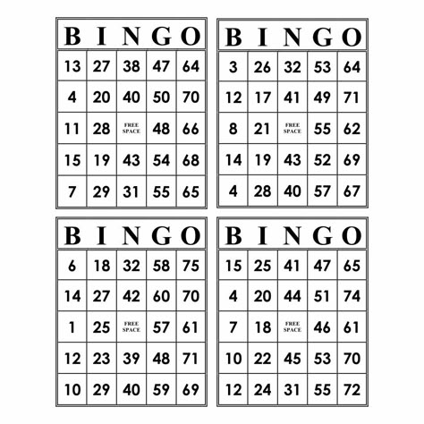 Printable+Bingo+Cards+4+Sheet Bingo Cards Printable Free 1-75, Bingo Cards Printable Templates, Bingo Cards To Print, Custom Bingo Cards, Bingo Card Generator, Bingo Books, Alphabet Bingo, Free Printable Bingo Cards, Bingo Online