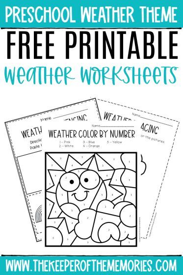 Weather Math Activities Preschool Free, Weather Patterns Kindergarten, Weather Color By Number, Winter Weather Theme Preschool, Weather Activities Preschool Free, Weather Activities Preschool Worksheets, Prek Weather Activities, The Sky And Weather Theme Preschool, Free Weather Printables Preschool