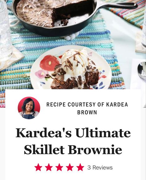 Delicious Miss Brown Miss Brown Food Network Recipes, Delicious Miss Brown Recipes, Kardea Brown Recipes, Miss Brown Recipes, Skillet Brownie Recipe, Delicious Miss Brown, Kardea Brown, Skillet Brownie, Brown Recipe