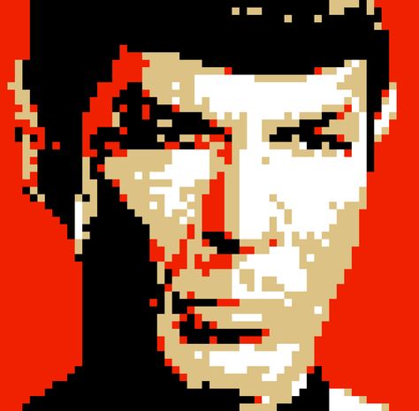 Spock Star Trek 8bit pixel art Star Trek Pixel Art, Melting Beads Ideas, 8bit Pixel Art, Spock Star Trek, Weaving Rug, Needlepoint Tapestry, Melting Beads, Grid Style, Beads Ideas