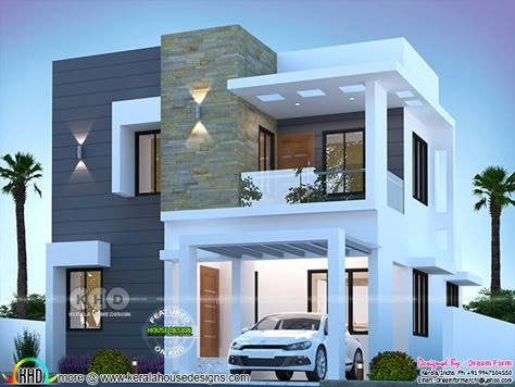 Modern Contemporary House Plans, 3 Storey House, 3 Storey House Design, Small Modern House Plans, 2 Storey House Design, Modern Exterior House, Small House Front Design, Small House Elevation, Kerala House