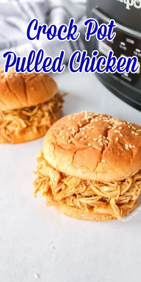 Pulled Chicken Crock Pot Recipes, Crock Pot Sandwiches, Crockpot Pulled Chicken, Pulled Chicken Recipes, Pulled Chicken Sandwiches, Barbecue Chicken Recipe, Chicken Breast Crockpot Recipes, Crockpot Chicken Breast, Barbeque Chicken