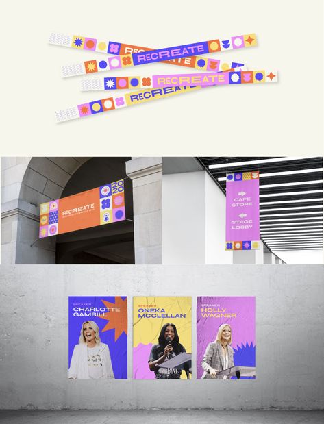 RECREATE WOMEN'S CONFERENCE – Event Branding on Behance Conference Banners, Conference Branding, Conference Poster, Conference Logo, Women's Conference, Conference Event, Event Agency, Womens Conference, Collateral Design