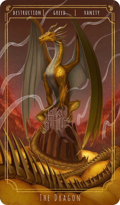 ArtStation - The Dragon - Tarot Card, Everton Zomer Dragon Tarot Cards, Skull Cards, Dragon Tarot, Deck Of Many Things, Tarot Ideas, Galaxy Photos, Dragon Fire, Dragon King, Oc Art