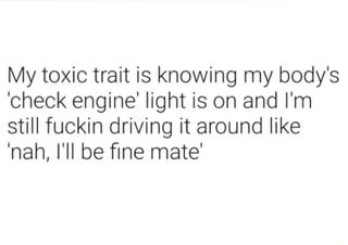 Found on iFunny Funny Toxic Traits, Existential Nihilism, Proud Of Myself Quotes, Capricorn Mercury, My Toxic Trait, Toxic Traits, Relax Quotes, Fine Quotes, Ill Be Fine