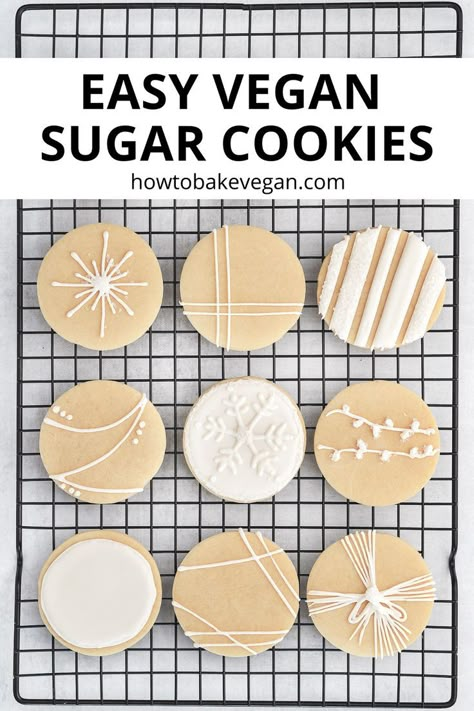 Vegan Sugar Cookie Recipe, Dairy Free Sugar Cookies, Vegan Christmas Cookies Recipes, Vegan Royal Icing, Vegan Holiday Cookies, Easy Vegan Cookies, Vegan Board, Vegan Sugar Cookies, Sugar Cookies With Royal Icing