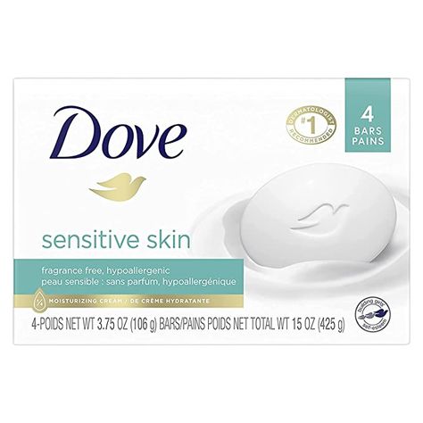 Amazon.com : (PACK OF 4 BARS) Dove Unscented Beauty Soap Bar: SENSITIVE SKIN. Hypo-Allergenic & Fragrance Free. 25% MOISTURIZING LOTION & CREAM! Great for Hands, Face & Body! (4 Bars, 3.5oz Each Bar) : Beauty & Personal Care Dove Bar Soap, Dove Beauty Bar, Gentle Face Cleanser, Skin Bar, Foaming Body Wash, Dove Beauty, Soap Packing, Soap For Sensitive Skin, Unscented Soap