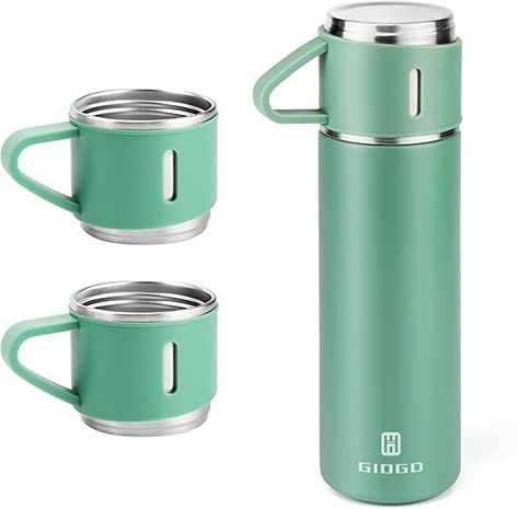 Amazon.com: Stainless Steel Thermo 500ml/16.9oz Vacuum Insulated Bottle with Cup for Coffee Hot drink and Cold drink water flask.(Green,Set): Home & Kitchen Water Flask, Flask Set, Flask Bottle, Thermos Flask, Botol Air, Insulated Bottle, Cold Drink, Vacuum Flask, Coffee And Tea Accessories