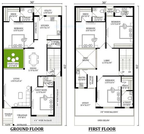 40×60 House Plans, North Facing House Plan, Residential Plan, 30x50 House Plans, Drawing House Plans, South Facing House, Budget House Plans, West Facing House, North Facing House