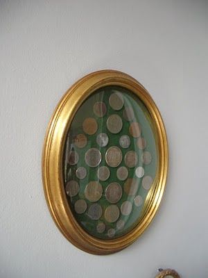 old coins in a neat frame.  now i know how to display my coins! Coin Frame Display Ideas, Old Coins Craft Ideas, Coin Display Ideas, Old Coins Craft, Coin Collection Display, Coin Frame, Coin Crafts, Travel Crafts, Globe Art