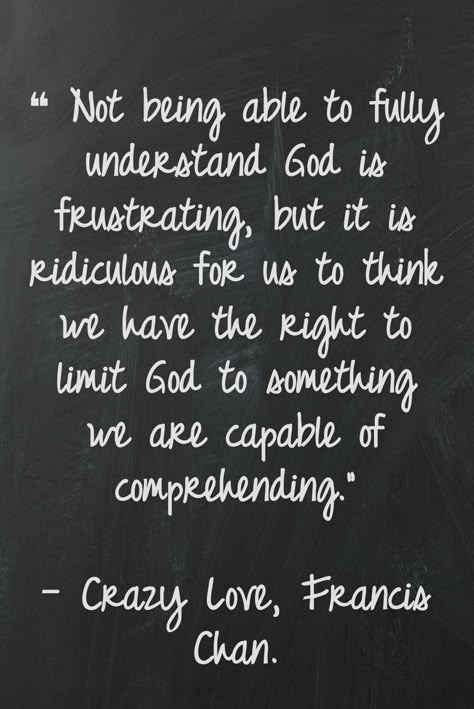 Crazy love - yes. I'd like to add, if we could truly comprehend God he wouldn't be worthy of our devotion. Crazy Love Francis Chan, Francis Chan Quotes, Chan Quotes, Francis Chan, Soli Deo Gloria, The Perfect Guy, Crazy Love, My Savior, Verse Quotes