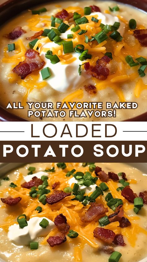 Easy Healthy Soup Recipes: Loaded Potato Soup - All Your Favorite Baked Potato Flavors! The Best Loaded Baked Potato Soup, Clean Potato Soup, Potato Soup With Gnocchi, Loaded Baked Potato Soup Dutch Oven, Tony Romas Potato Soup, Cheesy Potato Bacon Soup Crock Pot, Copycat Chili’s Loaded Baked Potato Soup, Panera Loaded Baked Potato Soup, Loaded Cheesy Potato Soup