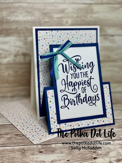 Stampin Up Wishing You The Happiest Of Birthdays, Double Easel Card, Happiest Of Birthdays, Stampin Up Birthday Cards, Fancy Fold Card Tutorials, Happiest Birthday, Dsp Cards, Male Birthday, Pumpkin Cards