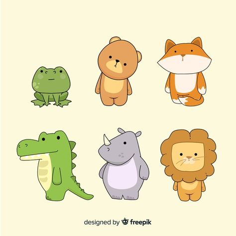 Tiny cute animal pack in hand drawn Free Vector | Free Vector #Freepik #vector #freedesign #freehand #freenature #freeanimal Cute Animal Illustration Simple, Animal Cute Illustration, Animal Cute Drawing, Cartoon Animal Drawings, Wild Life Drawing, Cute Animal Vector, Cute Animals Illustration, Cute Animal Character, Animal Vector Illustration