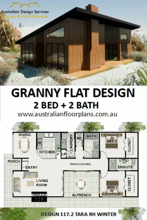 2 Room House Plan, Small Cottage House, Small Cottage House Plans, Two Bedroom House, 2 Bedroom House Plans, Small House Floor Plans, Alfresco Area, Tiny House Floor Plans, 2 Bedroom House