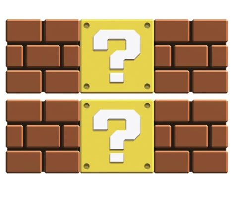 Mario Bricks, Mario Wall, Treat Boxes Diy, Super Mario Bros Birthday Party, Super Mario Games, Mario Bros Birthday, Mario Bros Party, Question Marks, Mario Birthday Party