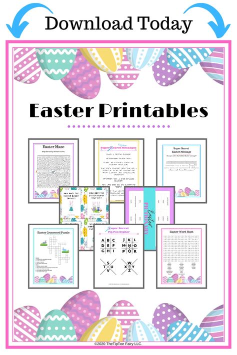 Get your kids looking forward to Easter, even if they're stuck at home, with these fun free Easter printable puzzles, games, and coloring pages! #easter #freeprintable #printables Easter Activities Printables Free, Easter Puzzles Printable, Easter Crossword, Easter Scriptures, Easter Bingo, Easter Puzzles, Holiday Worksheets, Free Printable Games, Easter Messages