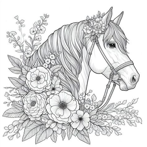 Horse Coloring Books, Free Coloring Pages For Kids, Single Line Tattoo, Cartoon Coloring, Horse Coloring Pages, Landscape Wall Decor, Graph Paper Art, Horse Tattoo, Wood Burning Art