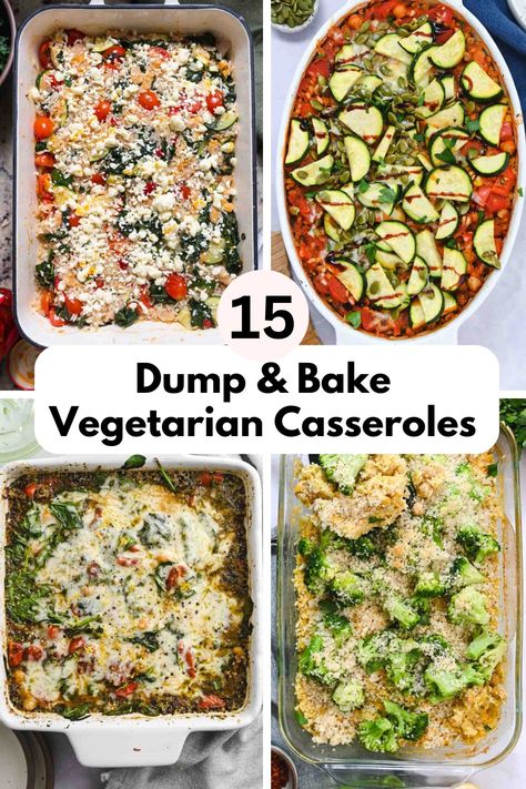 If you're looking for an easy, low-prep dinner you're sure to find one among this collection of vegetarian dump & bake casseroles! I also include my top tips for modifying recipes to make them your own. Easy Vegetarian Sheet Pan Dinner, Medeteranian Recipes Dinners Vegetarian, Veggie Centric Meals, Healthy Dinner With Veggies, Healthy Diet Recipes Vegetarian, Vegetarian Recipes For Parties, One Pot Meal Vegetarian, Vegetarian Recipes Freezer Meals, Easy Casserole Recipes Vegetarian