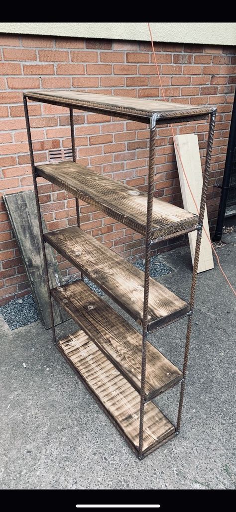 Wood And Welding Projects, Rebar Furniture Rustic Industrial, Welded House Decor, Welding Projects Furniture, Welded Projects Ideas, Rebar Furniture Ideas, Rebar Decor Ideas, Welded Home Decor, Diy Rebar Projects