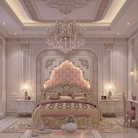 Luxury Bedroom Pink, Rich Girl Bedroom, بيوت ملكية, Fancy Bedroom, Royal Bedroom, Castle Bedroom, Luxury Bedroom Design, Architecture 3d, Pink Bedrooms