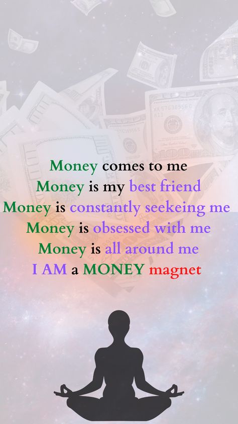 Money Comes To Me, Money Vision Board, Manifesting Vision Board, Vision Board Affirmations, Affirmations For Happiness, Spiritual Manifestation, Money Magnet, Wealth Affirmations, Daily Positive Affirmations