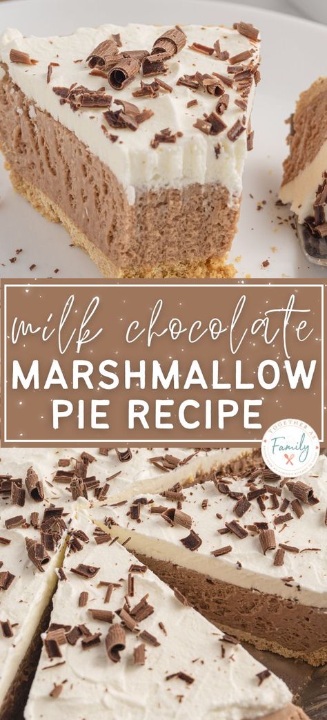 Deserts Using Marshmallows, Dessert With Whip Cream, Weeknight Desserts Easy, Best Pie Recipes Easy, Best Easy Pie Recipes, Easy Simple Pie Recipes, Chocolate Fluff Pie, Chocolate Marshmallow Dessert, Recipe Using Marshmallows