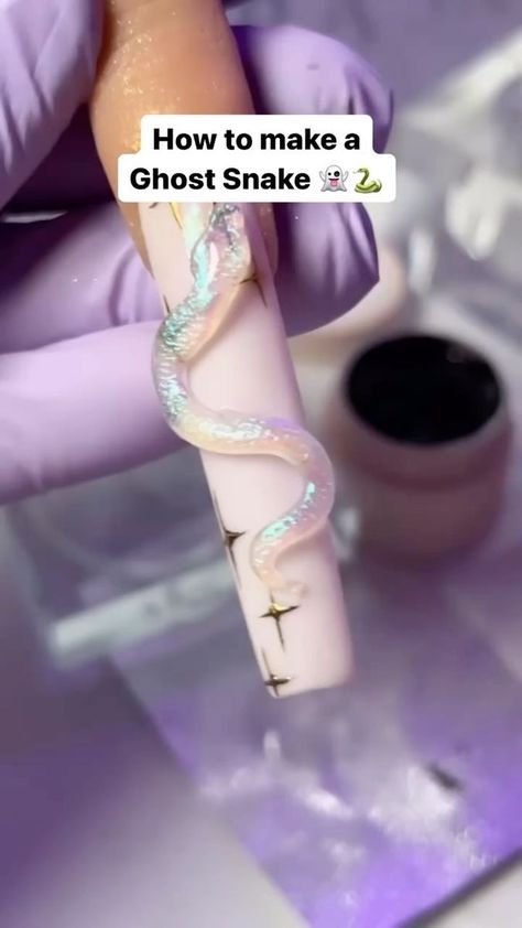 We love this ghost snake by @thepaintedkoi , but the pusher scale technique was BRILLIANT!! 🐍 👻 Products: @kiaraskynails #nailpromagazine #nailartlove #nailinspo💅 #3dnailart ##3dnails #halloweennails #snakenails #nailsofinstagram #ghostnails | Nailpro | Ethan Schreiber · Ghouls Night Out Ghouls Night, Diamond Nail Art, Nail Designs Tutorial, Long Acrylic Nail Designs, Fancy Nails Designs, Gel Nails Diy, Nail Art Gel, Cute Acrylic Nail Designs, Nail Art Designs Diy