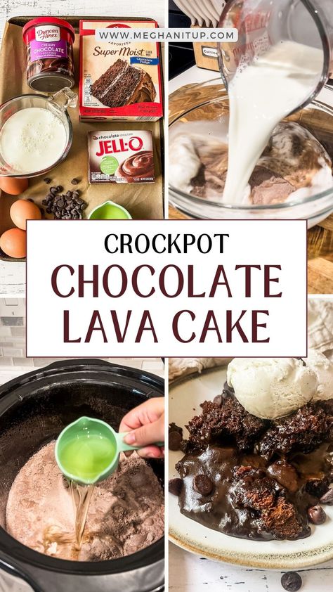 Looking for an easy dessert to impress your guests? Look no further than this homemade chocolate cake made in a slow cooker. With just a few simple ingredients and minimal effort, you can have a rich and decadent Crockpot Chocolate Lava Cake that will leave your taste buds begging for more. Perfect for any occasion, this dessert is sure to be a crowd-pleaser. Crockpot Chocolate Lava Cake, Crockpot Chocolate, Recipes Crock Pot, Lava Cake Recipes, Crock Pot Desserts, Molten Lava Cakes, Breakfast Party, Chocolate Lava, Chocolate Lava Cake