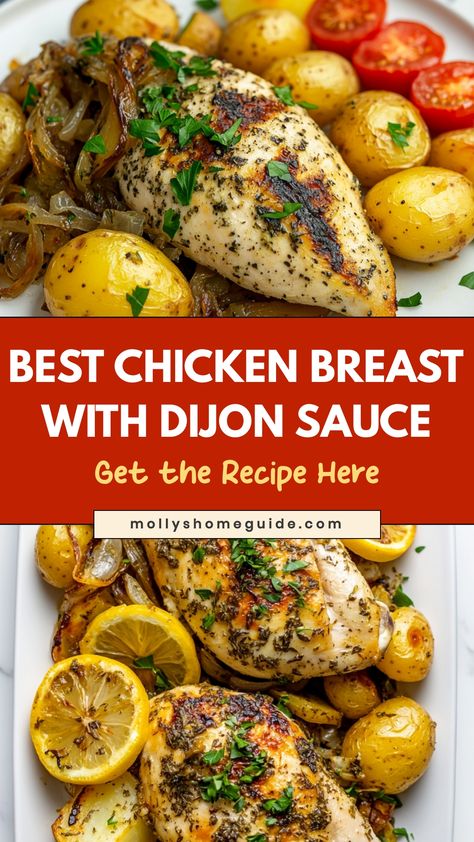 Indulge in a flavorful meal of tender, juicy chicken breast smothered in a rich dijon sauce. This dish is perfect for those looking for a delicious and simple dinner option that will impress any guest. The combination of the succulent chicken paired with the tangy dijon sauce creates a tasty harmony that will leave you wanting more. Elevate your weeknight meals with this easy yet gourmet recipe that is sure to become a family favorite. Tender Juicy Chicken Breast, Chicken Breast Sauce, Dijon Mustard Chicken, Best Chicken Breast, Juicy Chicken Breast, Broiled Chicken Breast, Dijon Sauce, Delicious Chicken Breast Recipes, Zesty Italian Dressing