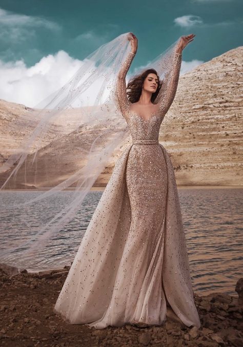 Zuhair Murad Bridal, Golden Gown, Most Beautiful Wedding Dresses, Golden Dress, Fancy Wedding Dresses, Dream Wedding Ideas Dresses, Evening Dresses For Weddings, Engagement Dresses, Zuhair Murad