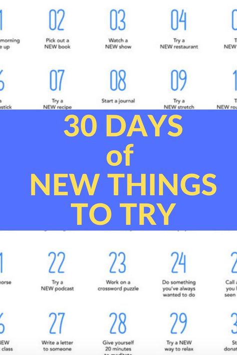 30 Days of New Things to Try for 2020 - Here's to a NEW YEAR! Here is a list of new things to try in 2020! Make sure you try new things and embrace new opportunities! #Challenge #30Days #NewYear #Newyear2020 Try Something New Challenge, Health And Fitness Aesthetic, Sanity Quotes, Bored Ideas, Game Room Home, Thigh Challenge, Reading Quote, Home Game Room, Tattoo Health