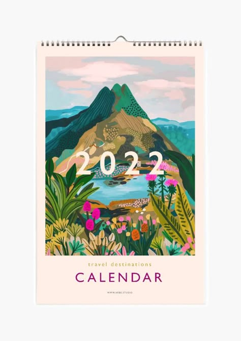 Calendar Cover, Studio Illustration, Travel Calendar, Calendar Themes, Illustration Calendar, Mini Desk Calendar, Calendar Art, Cute Calendar, 2022 Calendar