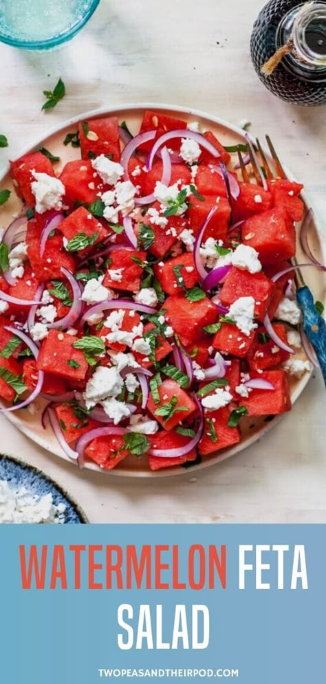 Watermelon And Feta Salad, Salad Cobb, Two Peas And Their Pod, Watermelon Salad Recipes, Easy Labor, Watermelon Feta Salad, Watermelon And Feta, Juicy Watermelon, Watermelon Mint