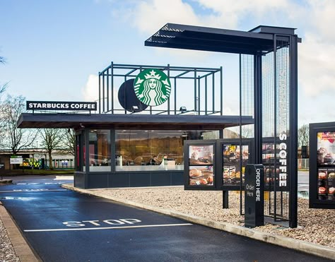 Coffee Shop Drive Thru, Drive Through Coffee Shop, Drive Thru Design, Drive Thru Coffee Shop, Starbucks Drive Thru, Coffee Drive Thru, Shipping Container Cafe, Starbucks Shop, Drive Thru Coffee