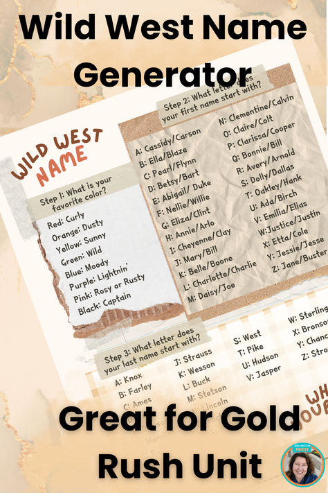 "🌵 Saddle up and ride into the Wild West with our Gold Rush-themed name generator and roll-a-story activity! Perfect for bringing history to life in the classroom, this engaging resource sparks creativity. Click to purchase on Teachers Pay Teachers and watch your students strike educational gold! 🤠⛏️ #WildWest #GoldRush #TeacherResources #ClassroomFun" California Gold Rush Activities, Gold Rush Activities, Wild West Activities, Roll A Story, Middle School Science Activities, Engineering Activities, Interactive Science Notebook, Story Activities, Name Generator