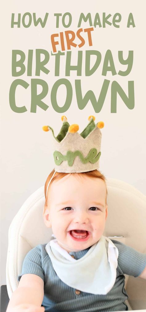 DIY Felt First Birthday Crown - Template 1/2 Birthday Crown, Diy Felt Birthday Crown, Diy Birthday Crown For Girl, How To Make A Birthday Crown, Diy First Birthday Hat, Birthday Crown Template, Diy Baby Birthday Crown, Diy Crown For Kids, Diy Birthday Headband