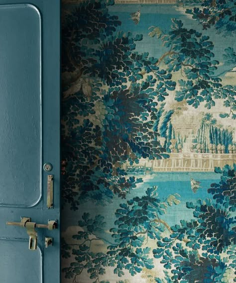 Blue Garden Wall, Blue Victorian Wallpaper, Peel And Stick Wallpaper Accent Walls Dark Blue Victorian, Wallpaper Murals Statement Wall Blue, Antique Wallpaper Jungle, Thibaut Asian Scenic Wallpaper, Luxury Wallpapers, Georgian Interiors, Paradise Lost