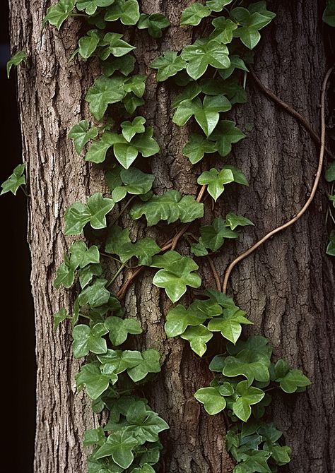 ivy growing on the trunk of a tree Background Natural Forms Title Page, Tree Trunk Illustration, Ivy Background, Ivy Illustration, Art Natural Forms, Ivy Tree, Vines Plants, Observational Drawings, Cabin Photos