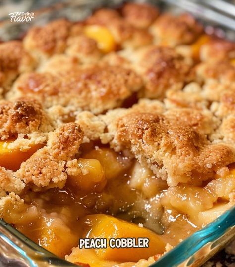 Delish Flavor | Rich Peach Cobbler 🍑 Easy and Tasty | Facebook Peach Cobbler Filling, Homemade Peach Cobbler Recipe, Recipe For Peach Cobbler, Cold Oven Pound Cake, Moo Goo Gai Pan, Lemon Cake Bars, Cobbler Peach, Peach Puff Pastry, 30 Min Dinner