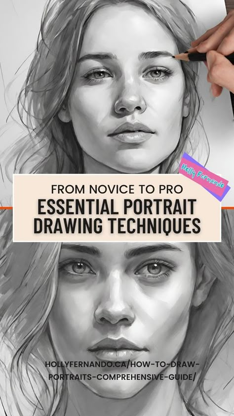 Master the essentials of portrait drawing, from initial sketches to adding final touches. We provide easy-to-follow steps and tips to improve your technique and confidence in drawing faces Portrait Inspiration Faces, Drawing Techniques Step By Step, Pencils To Use For Drawing, Portrait Drawing Techniques, People As Cartoons, Impressive Sketches, Realism Pencil, Drawing Essentials, Portrait Drawing Tips