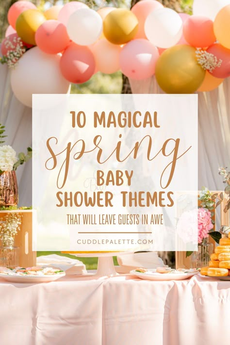 Spring is here, and it's time to celebrate the arrival of your new bundle of joy in style. Our curated list of 10 magical spring baby shower themes is bound to leave your guests in awe and create unforgettable memories. From pastel color schemes to enchanting nature-themed decorations, we've got you covered with ideas that will have everyone talking for years. Click through to learn more! Baby Sprinkle Ideas Girl Theme, Baby Girl Spring Baby Shower Themes, Girl Baby Shower Ideas Spring, Baby Shower Themes May, Baby Sprinkle Girl Theme, Baby Showers For Girls Themes, Springtime Baby Shower Ideas, Spring Girl Baby Shower Ideas, Girl Baby Shower Themes Spring