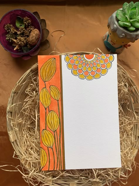 Aesthetic Gift Cards, Diwali Card Ideas, Project Front Page Design, Mandela Drawing, Project Front Page, Handmade Invitation Cards, Mandala Template, Mandala Indian, Diwali Card