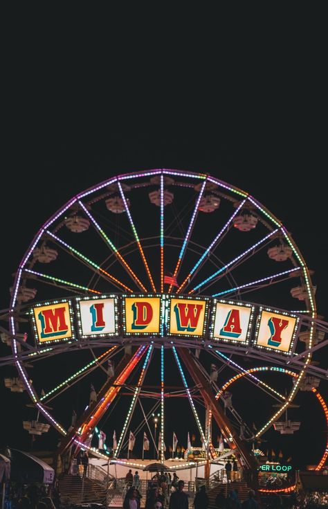 Ferriswheel at Night · Free Stock Photo The Big E Fair, Carnival Decor, Fair Poster, Park Background, State Fair Of Texas, Texas State Fair, The Big E, Neon Photography, Showing Livestock