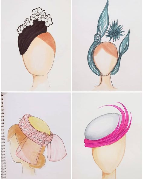 Belinda Osborne on Instagram: “Sometimes it starts with a sketch ✏ Swipe 👉 to see how these designs went from illustration to headwear.  #millinerysketch #sketches…” Hat Drawing Sketches, Hat Drawing, Fashion Design Sketch, Body Adornment, Head Accessories, Doll Face, Pencil Sketch, Design Sketch, Hat Designs