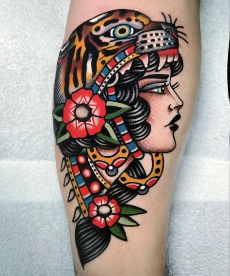 Rebirth Tattoos, Lady Head Tattoo, Traditional Back Tattoo, Trout Tattoo, Cover Up Tattoo Ideas, Heart Tattoo Ideas, Traditional Tattoo Woman, Up Tattoo Ideas, Bohemian Tattoo