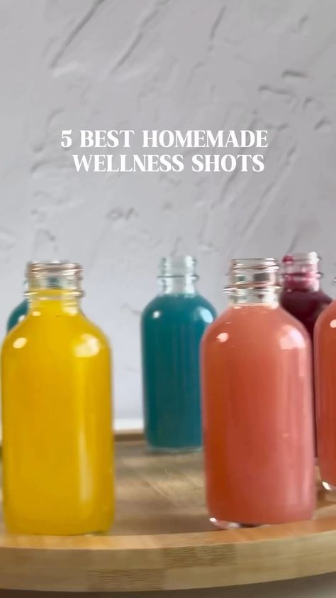 STEPH | SEAMOSS SPECIALIST | SKINCARE | HERBAL REMEDIES 🌿 | Take in the rainbow 🌈 with the 5 Best Homemade Wellness Shots! Packed with nature’s goodness to give you a quick boost! 🥒🍊🍓🍋🍏 Shot 1:... | Instagram Wellness Juice, Quick Smoothies, Healthy Juicer Recipes, Healthy Juice Drinks, Juice Cleanse Recipes, Blue Spirulina, Ginger Shot, Wellness Shots, Drink Recipes Nonalcoholic