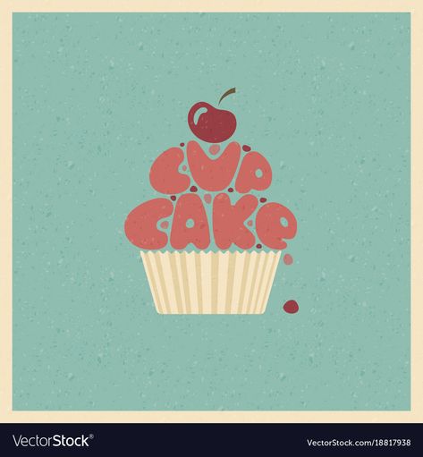 Baking Logos Ideas, Cupcake Vector Illustration, Cupcake Graphic Design, Cupcake Logo Design Ideas, Cupcake Poster Design, Cute Cupcake Drawing, Cupcakes Logo, Happy Cupcakes, Cupcakes Illustration